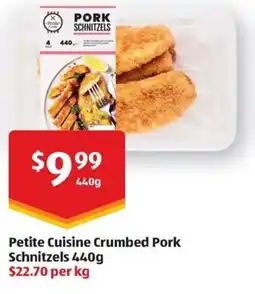 ALDI Petite Cuisine Crumbed Pork Schnitzels offer