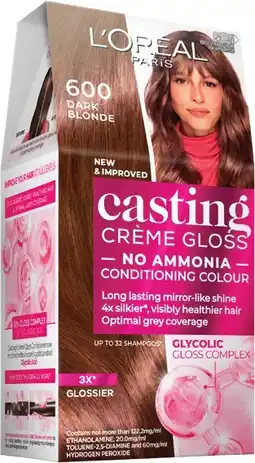 Priceline L'Oréal Paris Casting Creme Gloss Semi-Permanent Hair Colour - 600 Dark Blonde 1 Kit offer