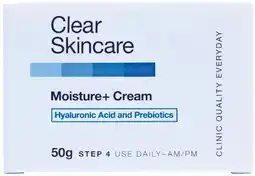Priceline Clear Skincare Moisture+ Cream with Hyaluronic Acid and Prebiotics offer