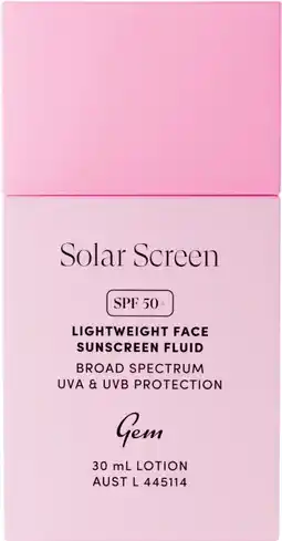 Priceline GEM Solar Screen SPF 50+ Lightweight Face Sunscreen Fluid offer