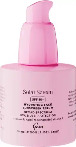 Priceline GEM Solar Screen SPF 50+ Hydrating Face Sunscreen Serum offer