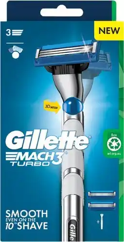 Priceline Gillette Mach3 Turbo Razor 1 Handle + 2 Cartridges 3 Piece Set offer
