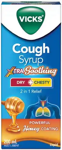 Priceline Vicks Cough Syrup Xtra Soothing Dry + Chesty offer