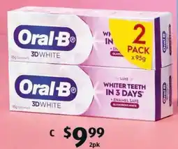 ALDI Oral B 3D White Luxe Toothpaste offer