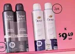 ALDI Dove apd aerosol twin pack for men or women offer