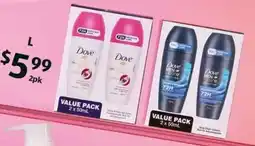 ALDI Dove Advanced Care 72 Hour Roll On Deodorant for Men or Women offer