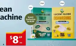ALDI Lucent Globe Dishwashing Sheets or Toilet Cleaning Sheets offer
