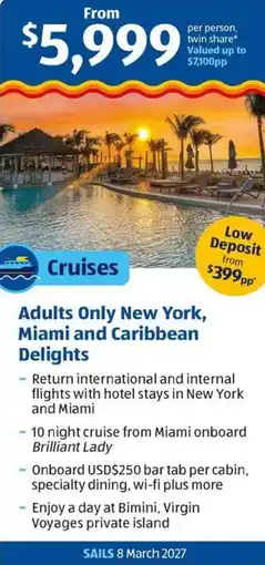 ALDI Adults Only New York Miami and Caribbean Delights offer
