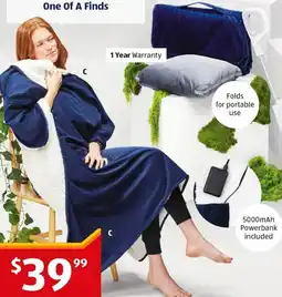 ALDI Usb heated wearable blanket with power bank offer