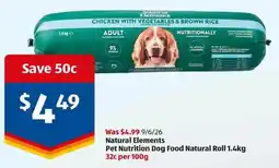 ALDI Natural Elements Pet Nutrition Dog Food Natural Roll offer