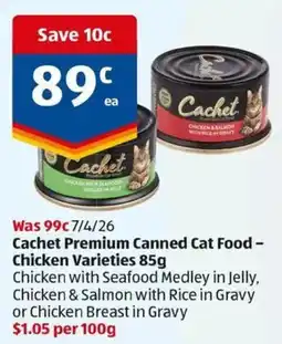 ALDI Cachet Premium Canned Cat Food Chicken Varieties offer