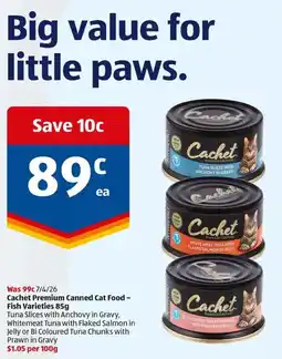 ALDI Cachet Premium Canned Cat Food Fish Varieties offer