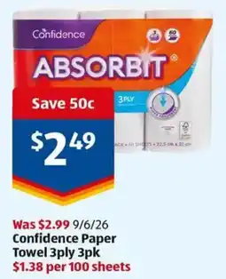 ALDI Confidence Paper Towel 3ply offer