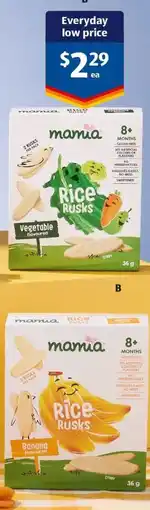 ALDI Mamia Baby Rice Rusks offer