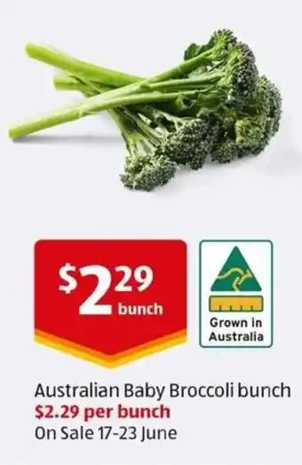 ALDI Australian Baby Broccoli bunch offer