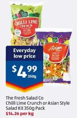 ALDI The Fresh Salad Co Chilli Lime Crunch or Asian Style Salad Kit Pack offer