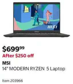 Costco Msi 14 modern ryzen 5 laptop offer