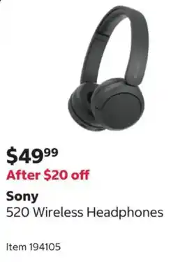 Costco Sony 520 Wireless Headphones offer