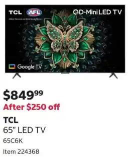 Costco Tcl 65 led tv 65c6k offer