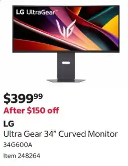 Costco Lg ultra gear 34 curved monitor 34g600a offer