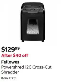 Costco Fellowes Powershred 12C Cross Cut Shredder offer