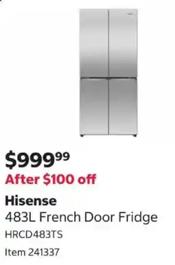 Costco Hisense french door fridge hrcd483ts offer