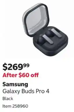 Costco Samsung Galaxy Buds Pro 4 Black offer