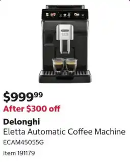 Costco Delonghi eletta automatic coffee machine ecam45055g offer