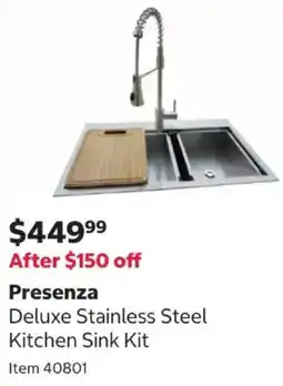 Costco Presenza Deluxe Stainless Steel Kitchen Sink Kit Item 40801 offer