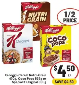 IGA Kellogg's Cereal Nutri-Grain, Coco Pops or Special K Original offer