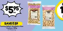 Drakes Yummy Salted, Unsalted or Raw Cashews offer