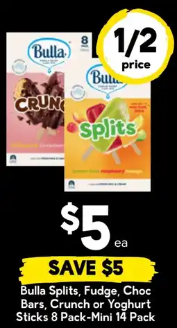Drakes Bulla Splits, Fudge, Choc Bars, Crunch or Yoghurt Sticks 8 Pack-Mini offer