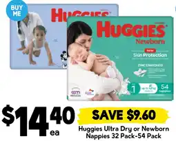 Drakes Huggies Ultra Dry or Newborn Nappies offer