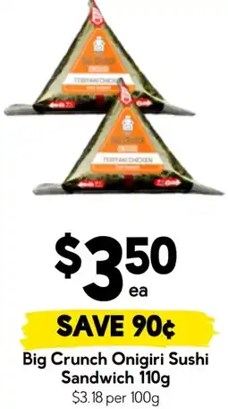 Drakes Big Crunch Onigiri Sushi Sandwich offer