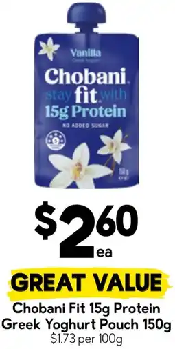 Drakes Chobani Fit 15g Protein Greek Yoghurt Pouch offer