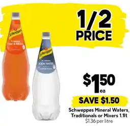 Drakes Schweppes Mineral Waters, Traditionals or Mixers offer