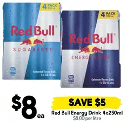 Drakes Red Bull Energy Drink 4x250ml offer