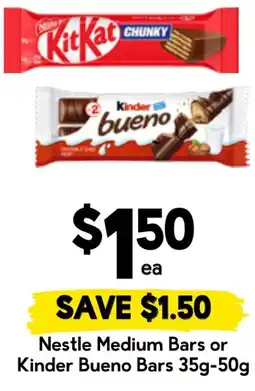 Drakes Nestle Medium Bars or Kinder Bueno Bars offer