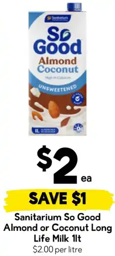Drakes Sanitarium So Good Almond or Coconut Long Life Milk offer