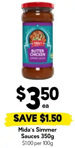 Drakes Mida's Simmer Sauces offer