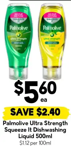 Drakes Palmolive Ultra Strength Squeeze It Dishwashing Liquid offer