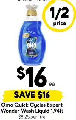 Drakes Omo Quick Cycles Expert Wonder Wash Liquid offer