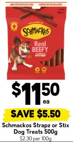 Drakes Schmackos Strapz or Stix Dog Treats offer