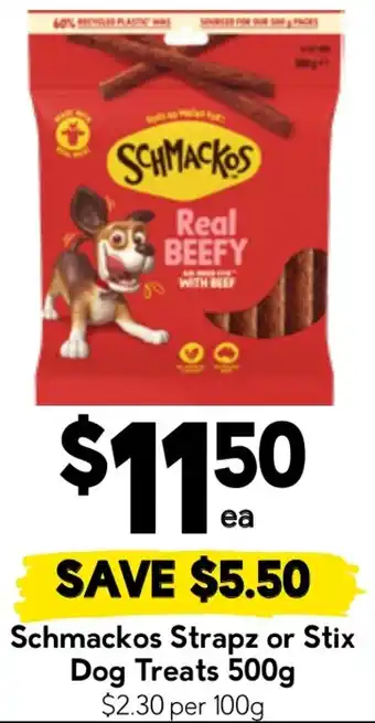 Drakes Schmackos Strapz or Stix Dog Treats offer
