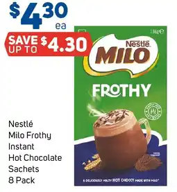 Foodland Nestlé Milo Frothy Instant Hot Chocolate Sachets offer