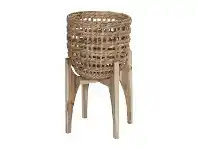 LivingStyles Bryson Water Hyacinth Planter with Oak Timber Stand, Small offer