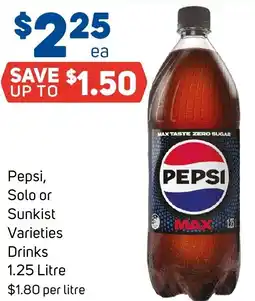 Foodland Pepsi, Solo or Sunkist Varieties Drinks offer