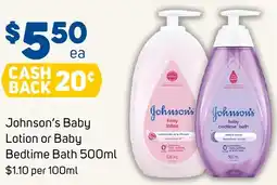 Foodland Johnson's Baby Lotion or Baby Bedtime Bath offer