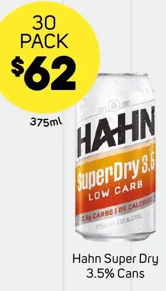 Foodland Hahn Super Dry 3.5% Cans offer