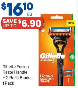 Foodland Gillette Fusion Razor Handle +2 Refill Blades offer